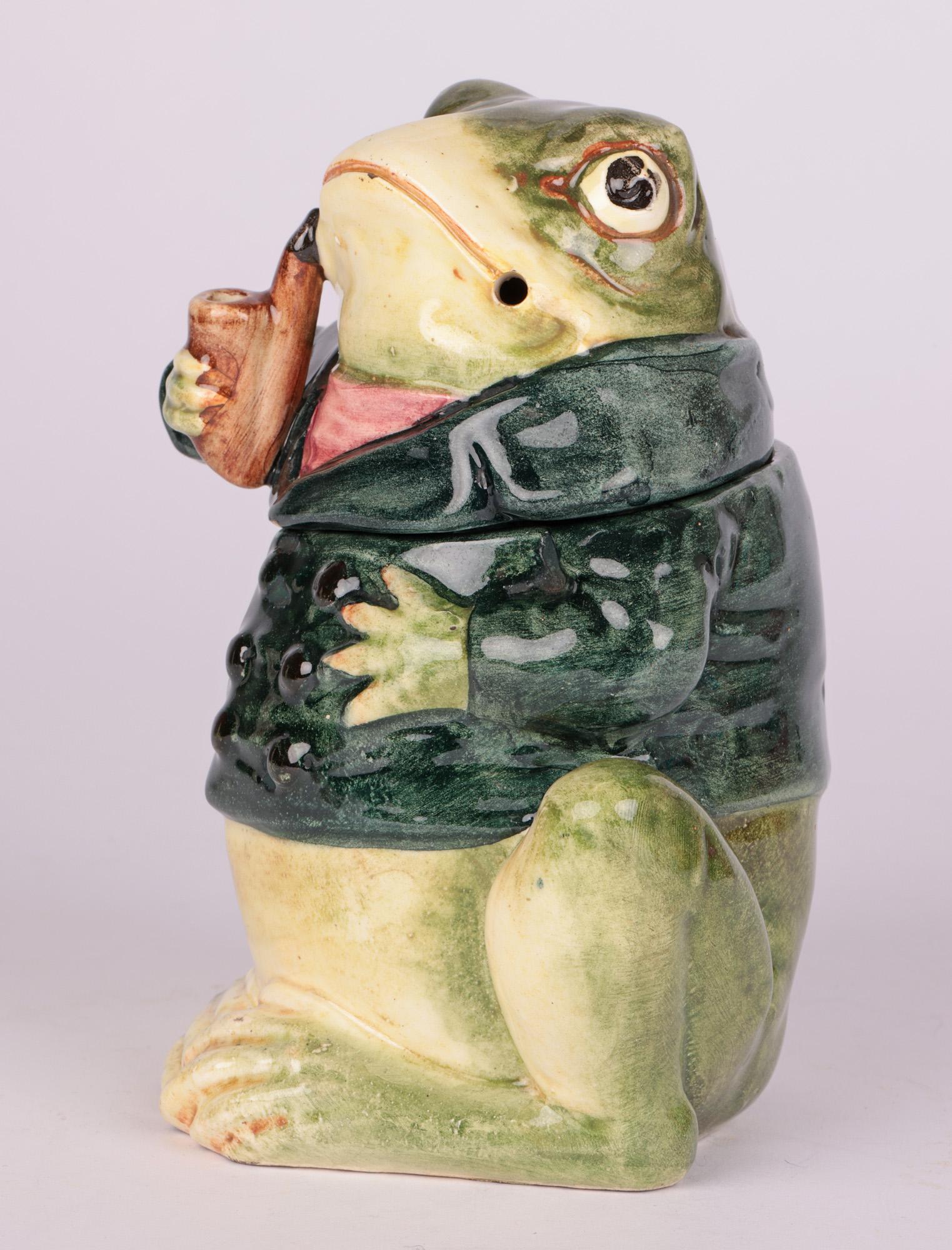 Bernard Bloch Austrian Majolica Frog Tobacco Jar  8