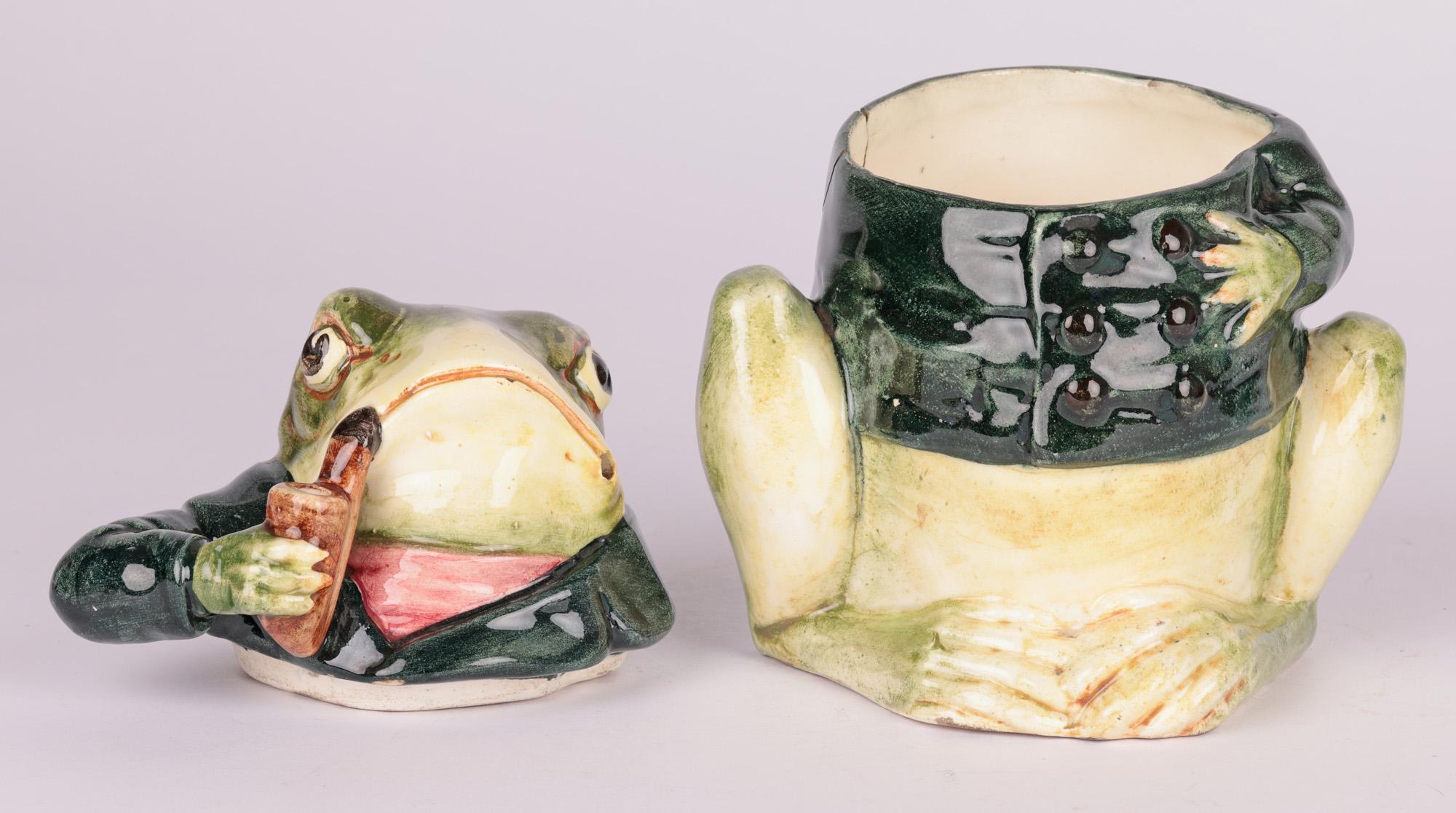 Glazed Bernard Bloch Austrian Majolica Frog Tobacco Jar 
