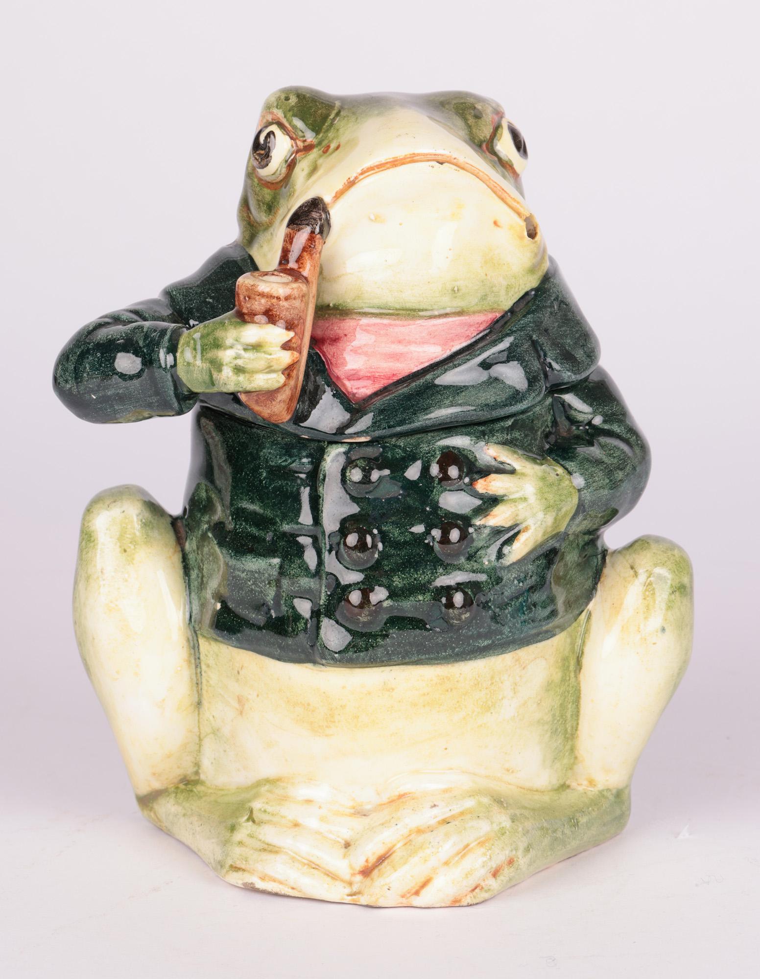 Bernard Bloch Austrian Majolica Frog Tobacco Jar  In Fair Condition In Bishop's Stortford, Hertfordshire