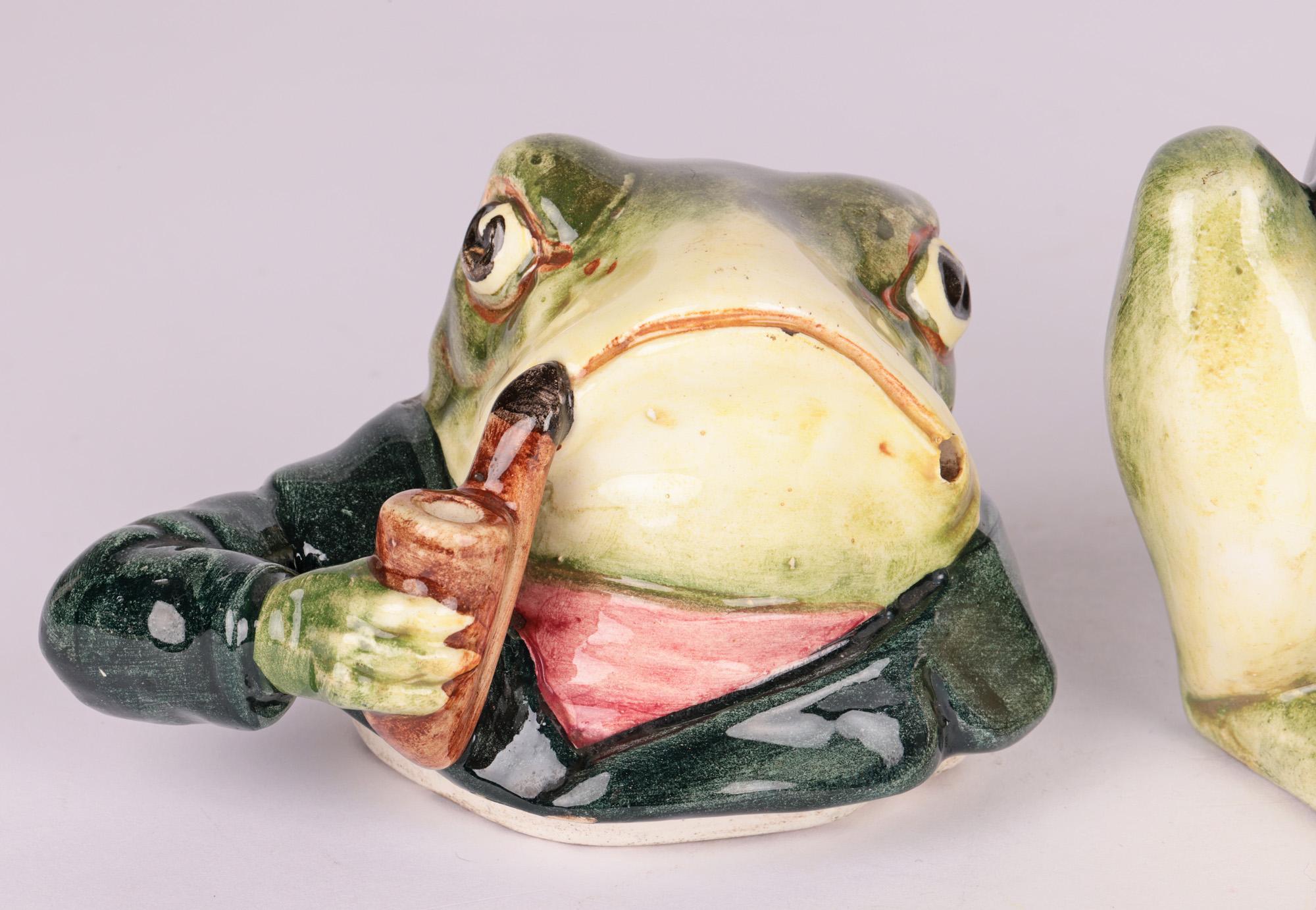 Pottery Bernard Bloch Austrian Majolica Frog Tobacco Jar 