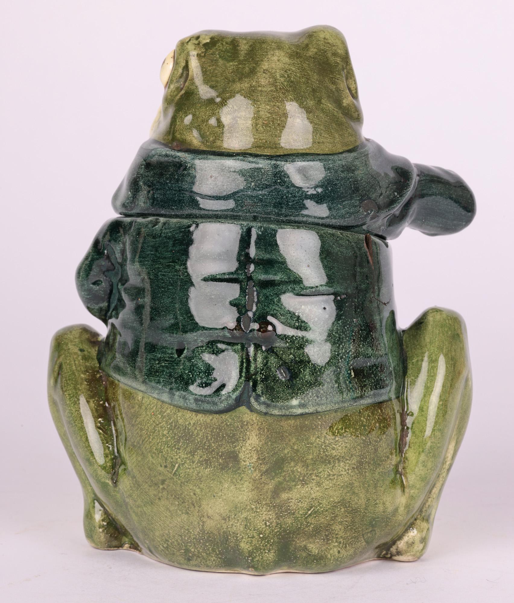 Bernard Bloch Austrian Majolica Frog Tobacco Jar  1