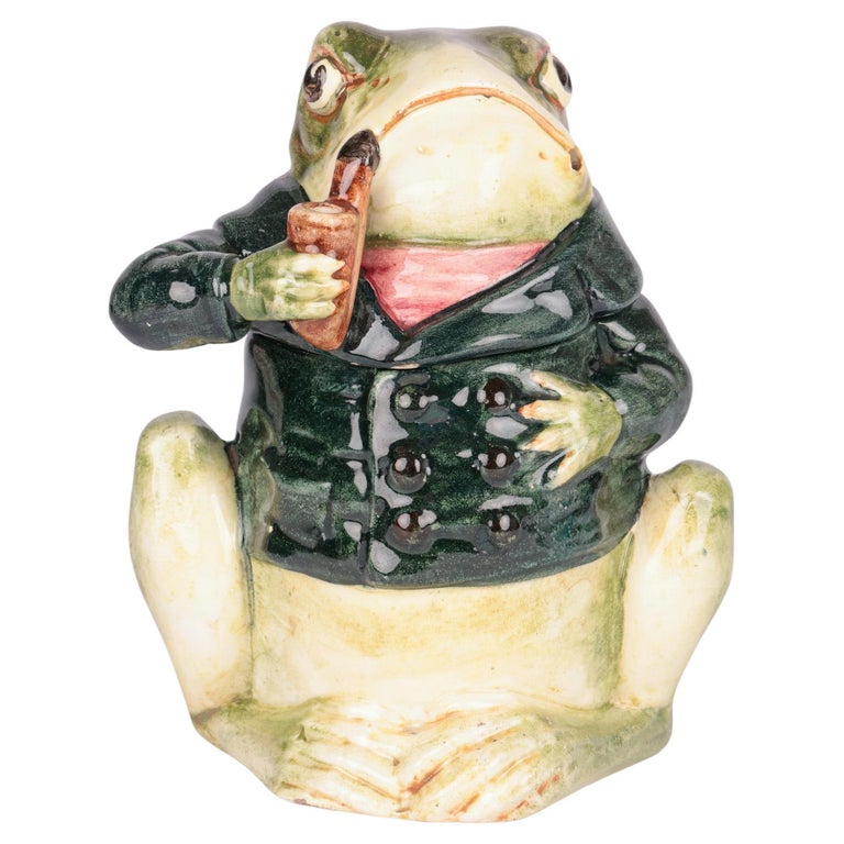 bernard bloch tobacco jar Bernard Bloch Austrian Majolica Frog Tobacco Jar at 1stDibs