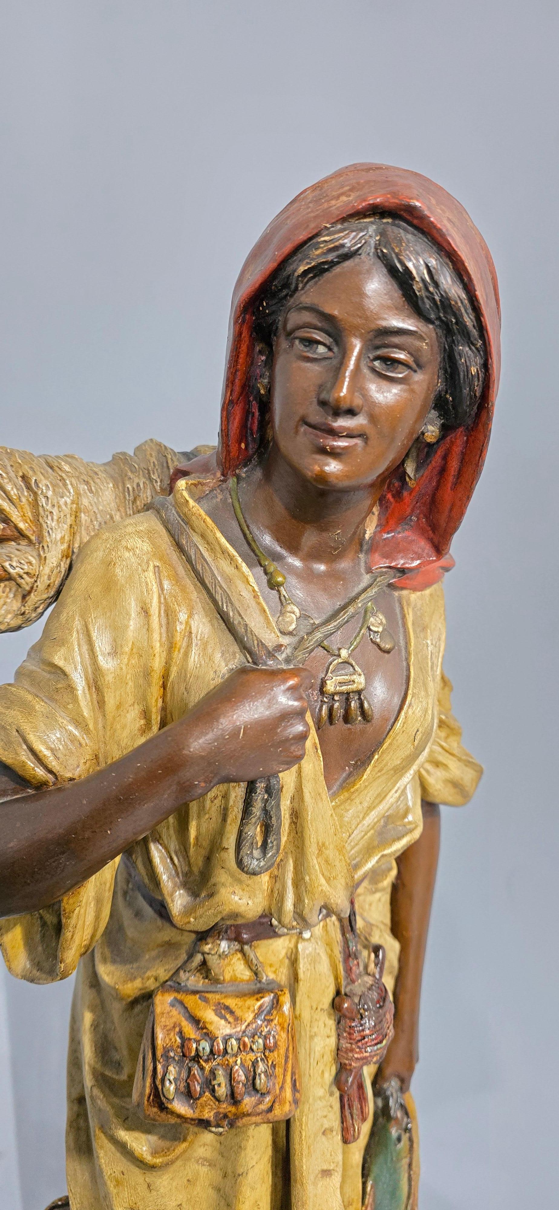 XIX secolo Bernard Bloch Ragazza Fisher in terracotta in vendita