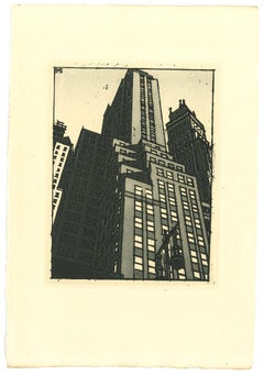 New York City in 1928 - Original Etching by Bernard Boutet de Monvel