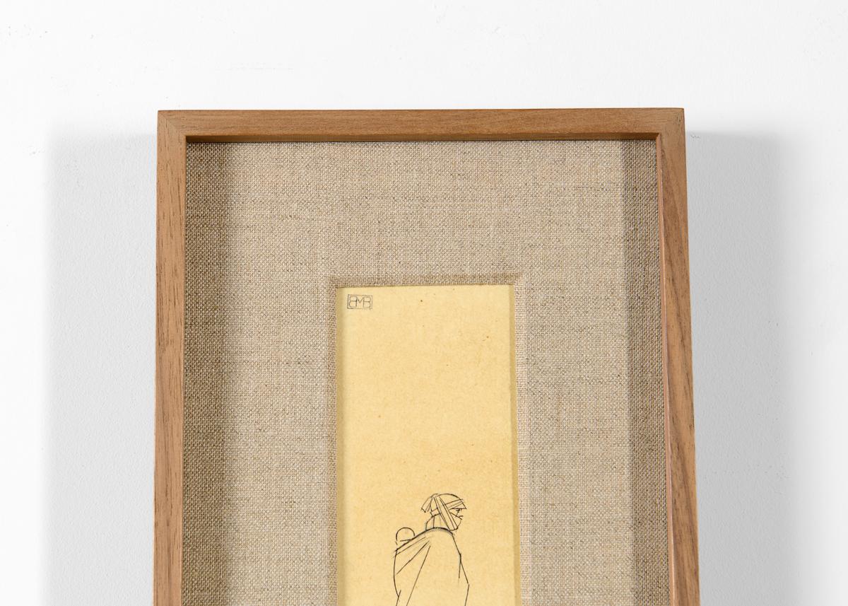 Art Deco Bernard Boutet de Monvel, Framed Drawing Made Crossing Sarhara, France, c. 1922 For Sale