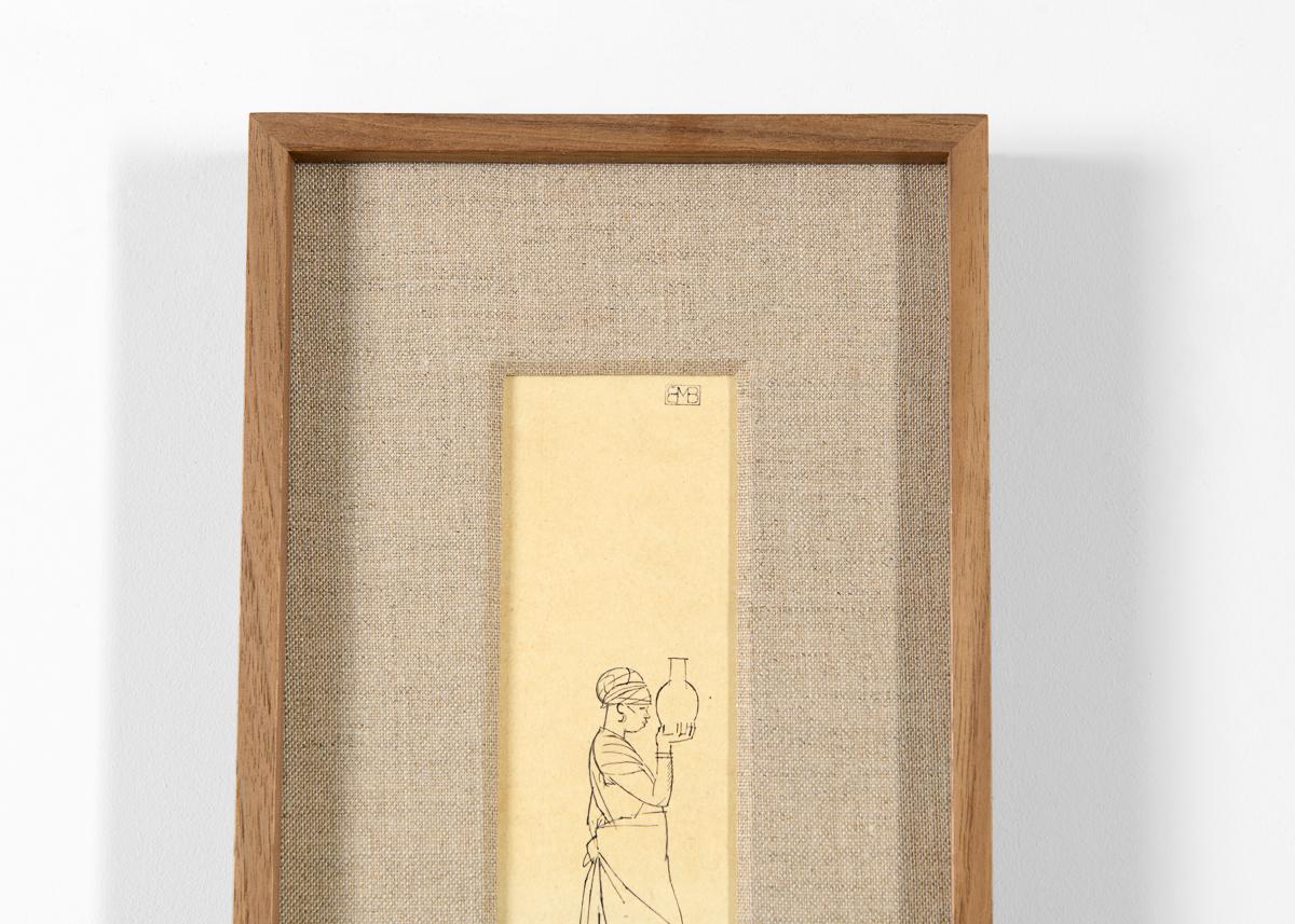 Art Deco Bernard Boutet de Monvel, Framed Drawing Made Crossing Sarhara, France, c. 1922 For Sale