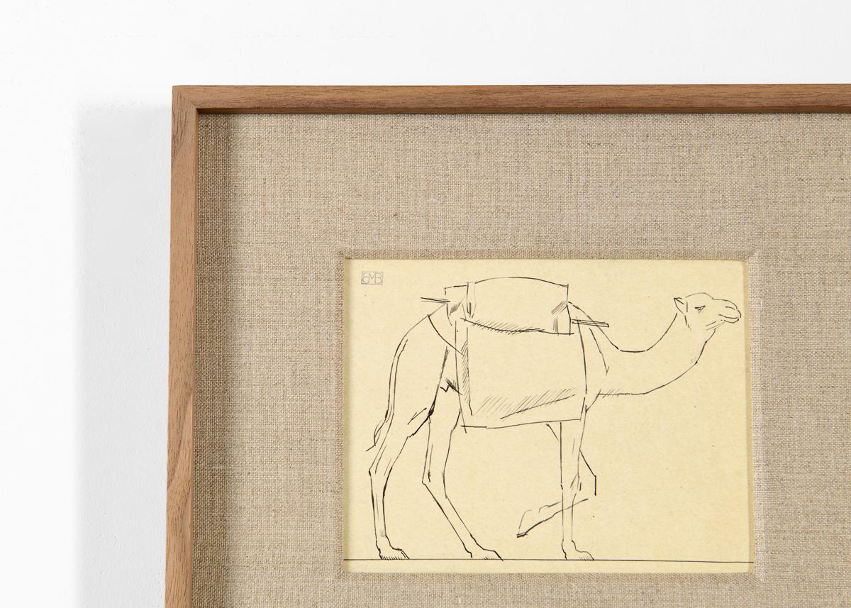 Art Deco Bernard Boutet de Monvel, Framed Drawing Made Crossing Sarhara, France, c. 1922 For Sale