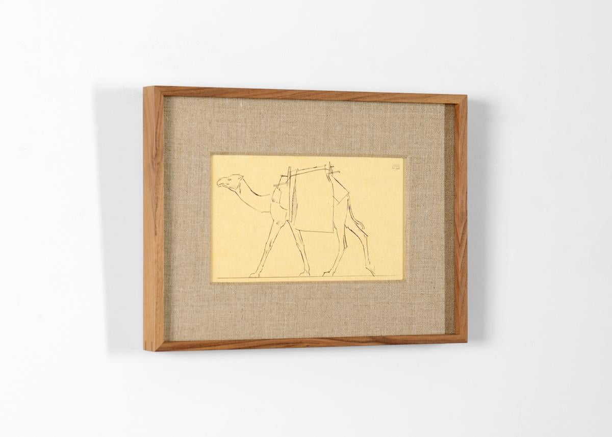 Art Deco Bernard Boutet de Monvel, Framed Drawing Made Crossing Sarhara, France, c. 1922 For Sale