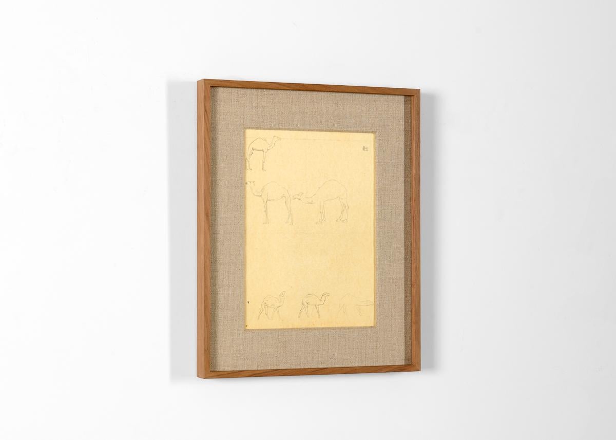 Art Deco Bernard Boutet de Monvel, Framed Drawing Made Crossing Sarhara, France, c. 1922 For Sale