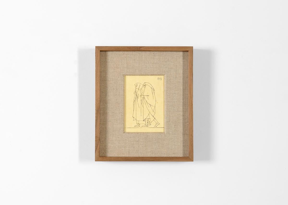 French Bernard Boutet de Monvel, Framed Drawing Made Crossing Sarhara, France, c. 1922 For Sale
