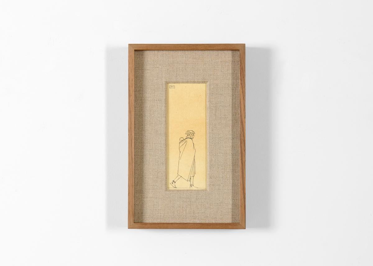 French Bernard Boutet de Monvel, Framed Drawing Made Crossing Sarhara, France, c. 1922 For Sale
