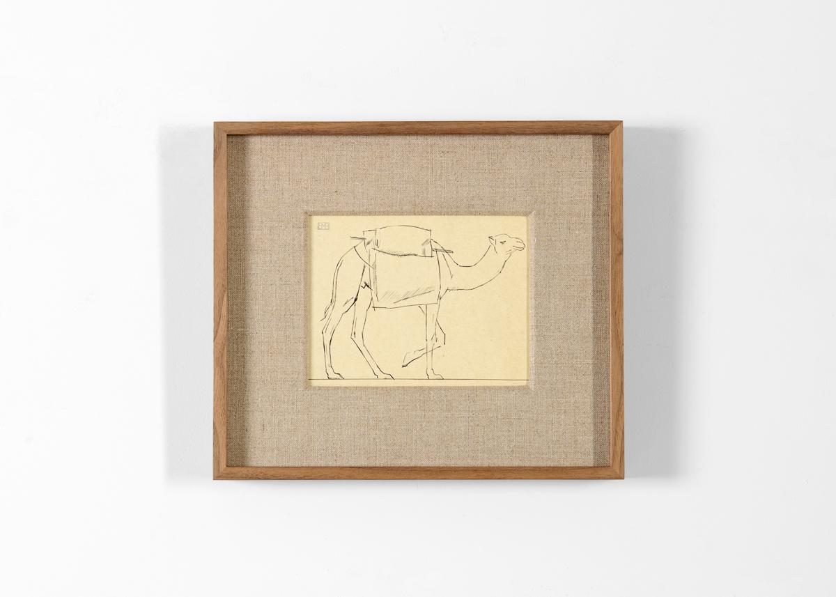 French Bernard Boutet de Monvel, Framed Drawing Made Crossing Sarhara, France, c. 1922 For Sale