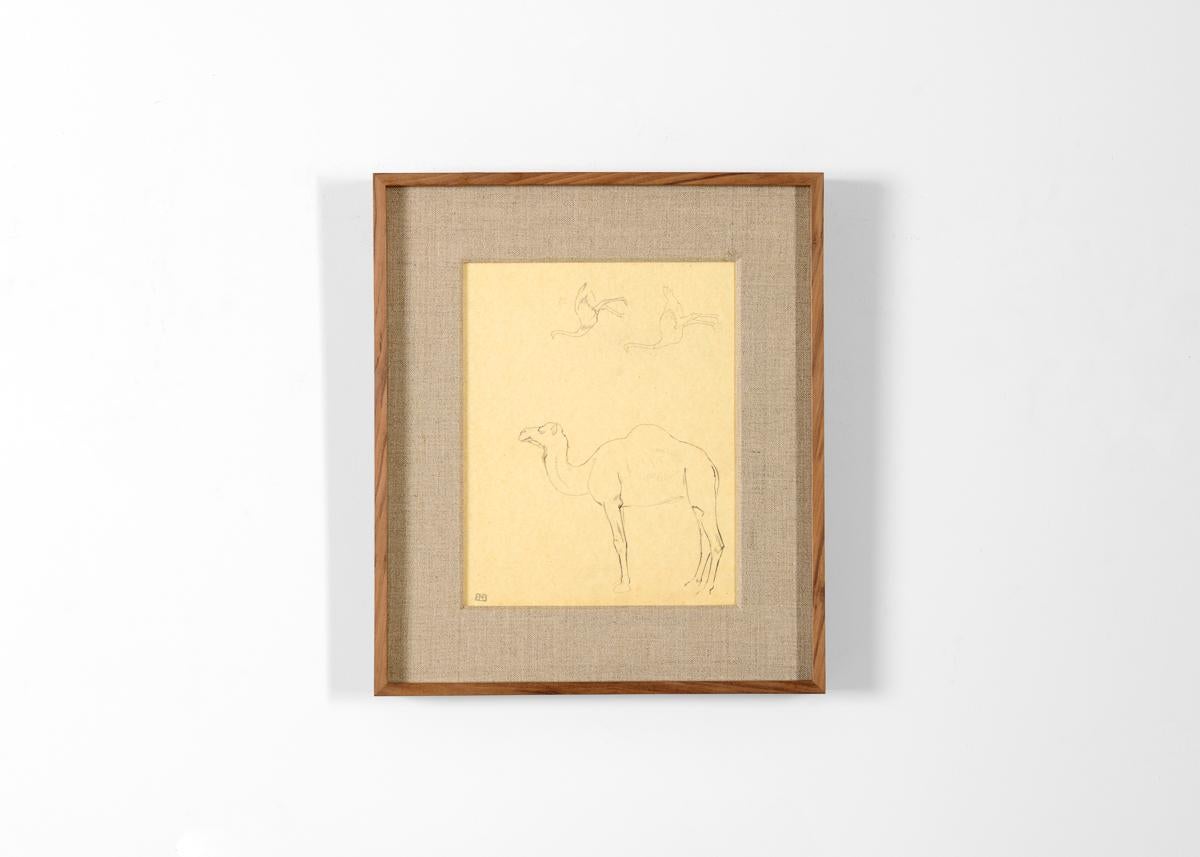 French Bernard Boutet de Monvel, Framed Drawing Made Crossing Sarhara, France, c. 1922 For Sale