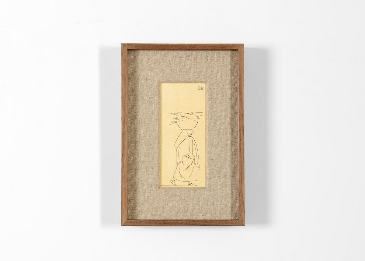 Bernard Boutet de Monvel, Framed Drawing Made Crossing Sarhara, France, c. 1922 In Good Condition For Sale In New York, NY