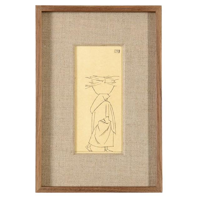 Bernard Boutet de Monvel, Framed Drawing Made Crossing Sarhara, France, c. 1922 For Sale