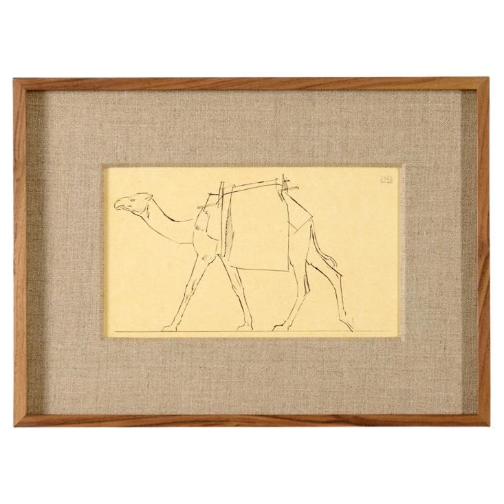Bernard Boutet de Monvel, Framed Drawing Made Crossing Sarhara, France, c. 1922 For Sale