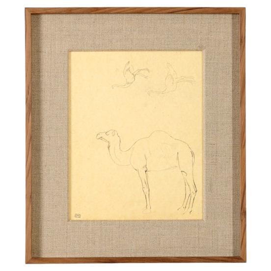 Bernard Boutet de Monvel, Framed Drawing Made Crossing Sarhara, France, c. 1922 For Sale