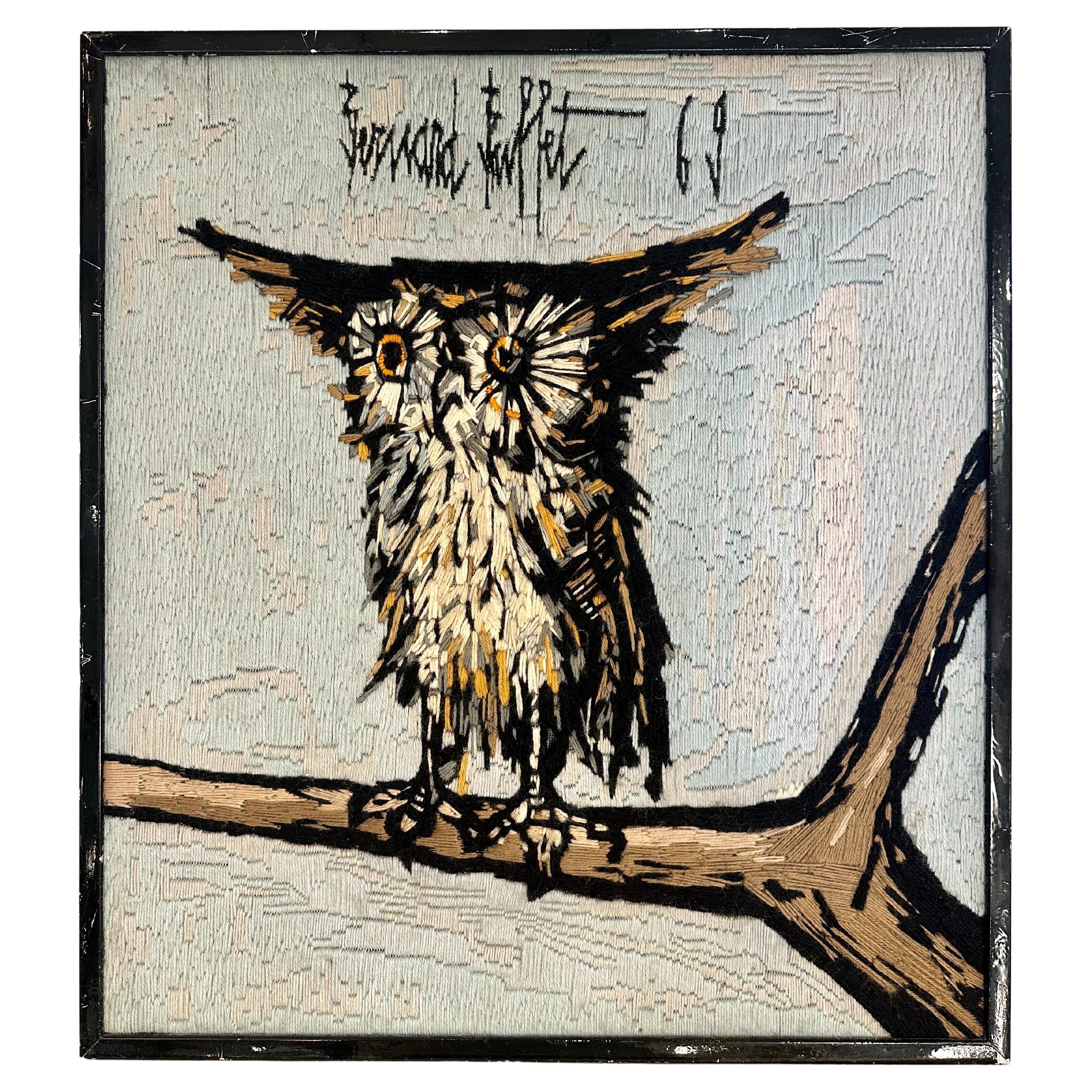 Bernard Buffet, the Owl 'La Chouette', 1969 Tapestry Framed Wall Art For Sale