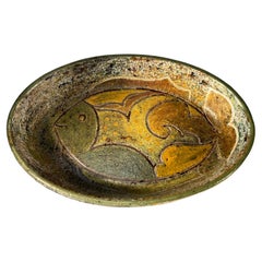 Used Bernard Buffat Ceramic Oval Fish Dish For La Grange Aux Potiers, France 1960's