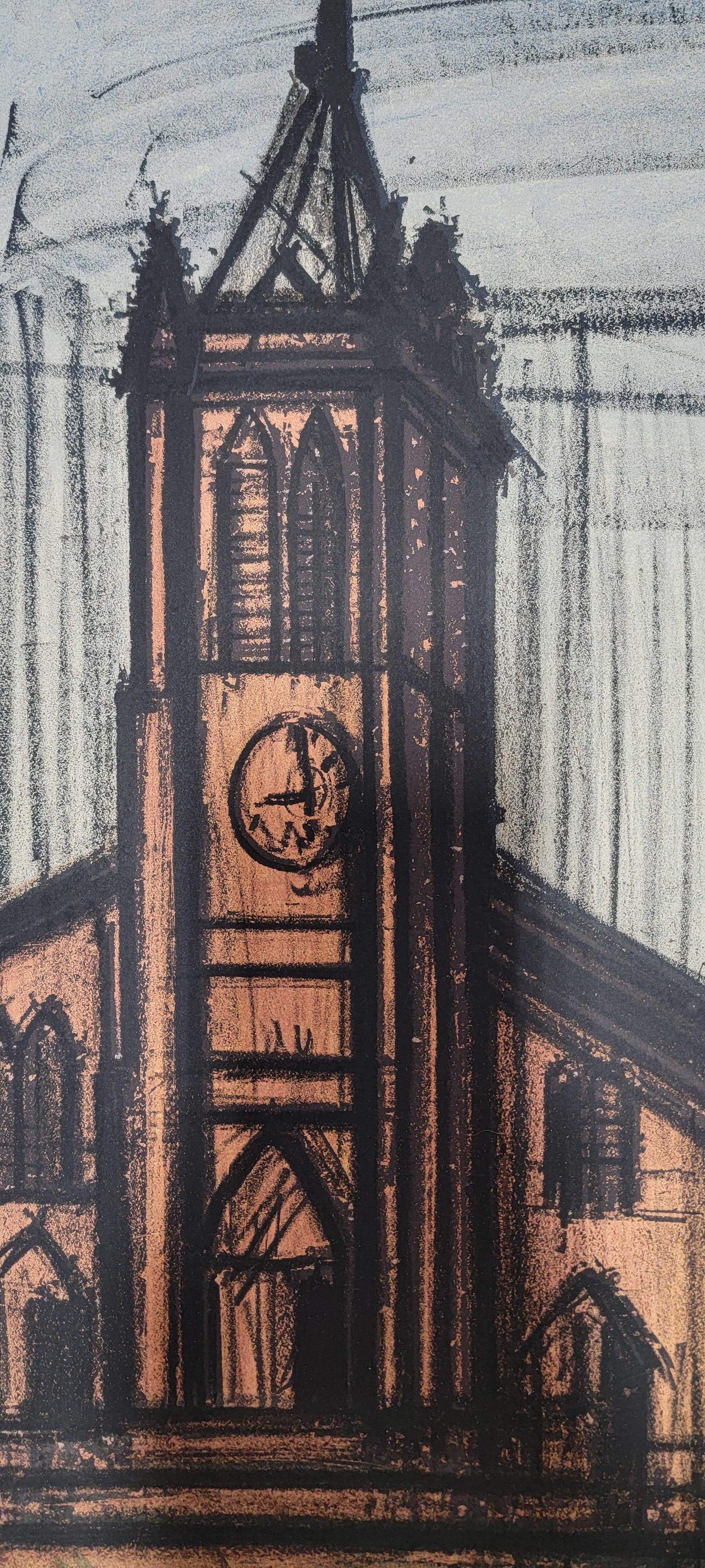 20ième siècle Bernard Buffet - Lithographie d'église signée au crayon en vente