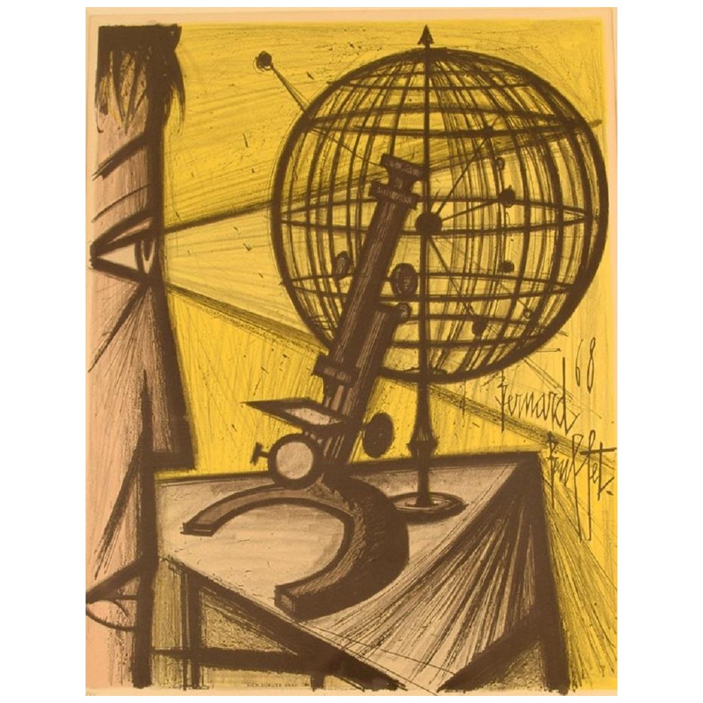 Bernard Buffet, 1928-1999, Litografia a colori, Titolo: Le micrscope, datato 1968