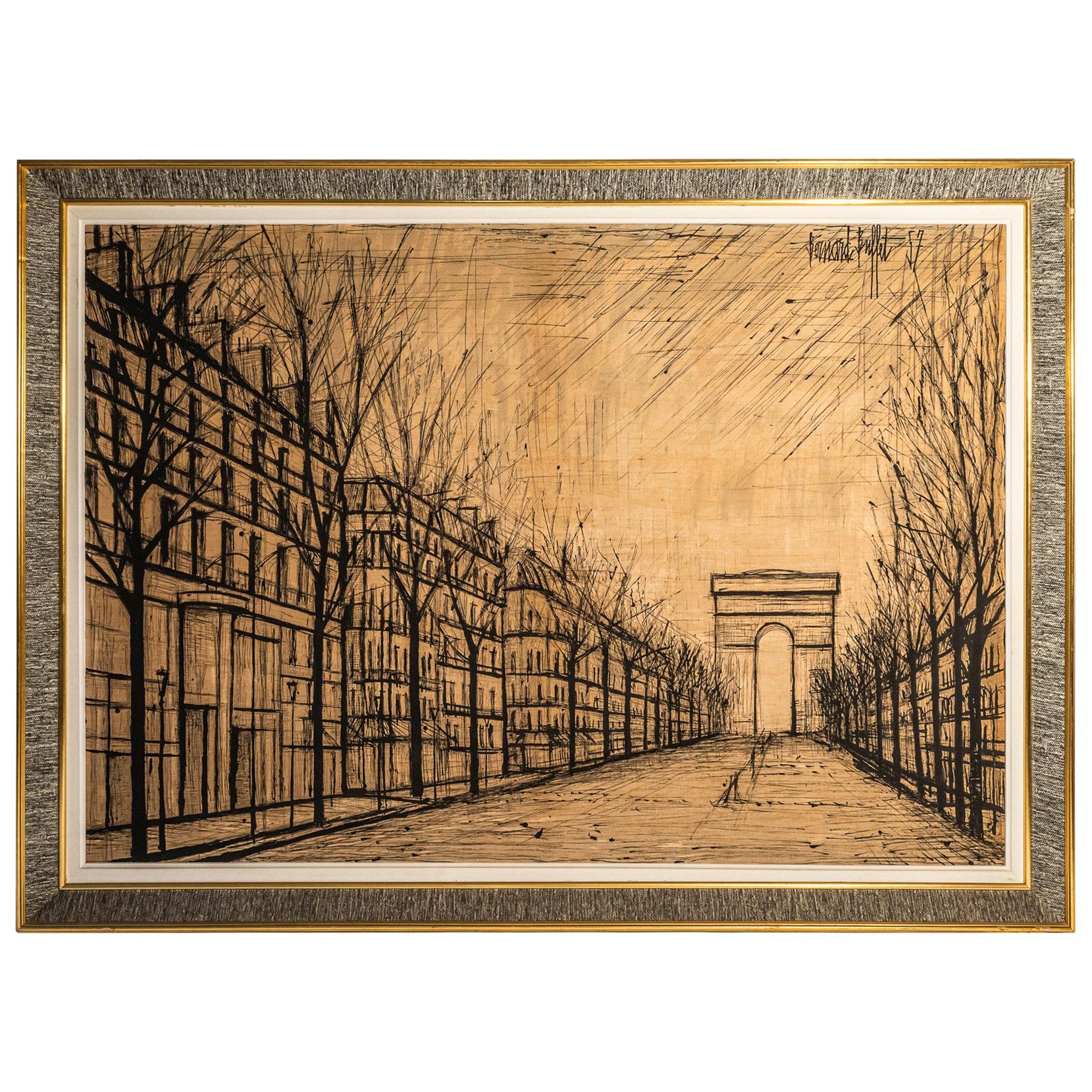 Bernard Buffet, Tapestry, "Champs Élysées", France, circa 1970