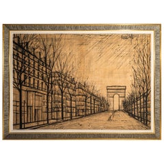 Bernard Buffet, Wandteppich, ""Champs Élysées"", Frankreich, um 1970