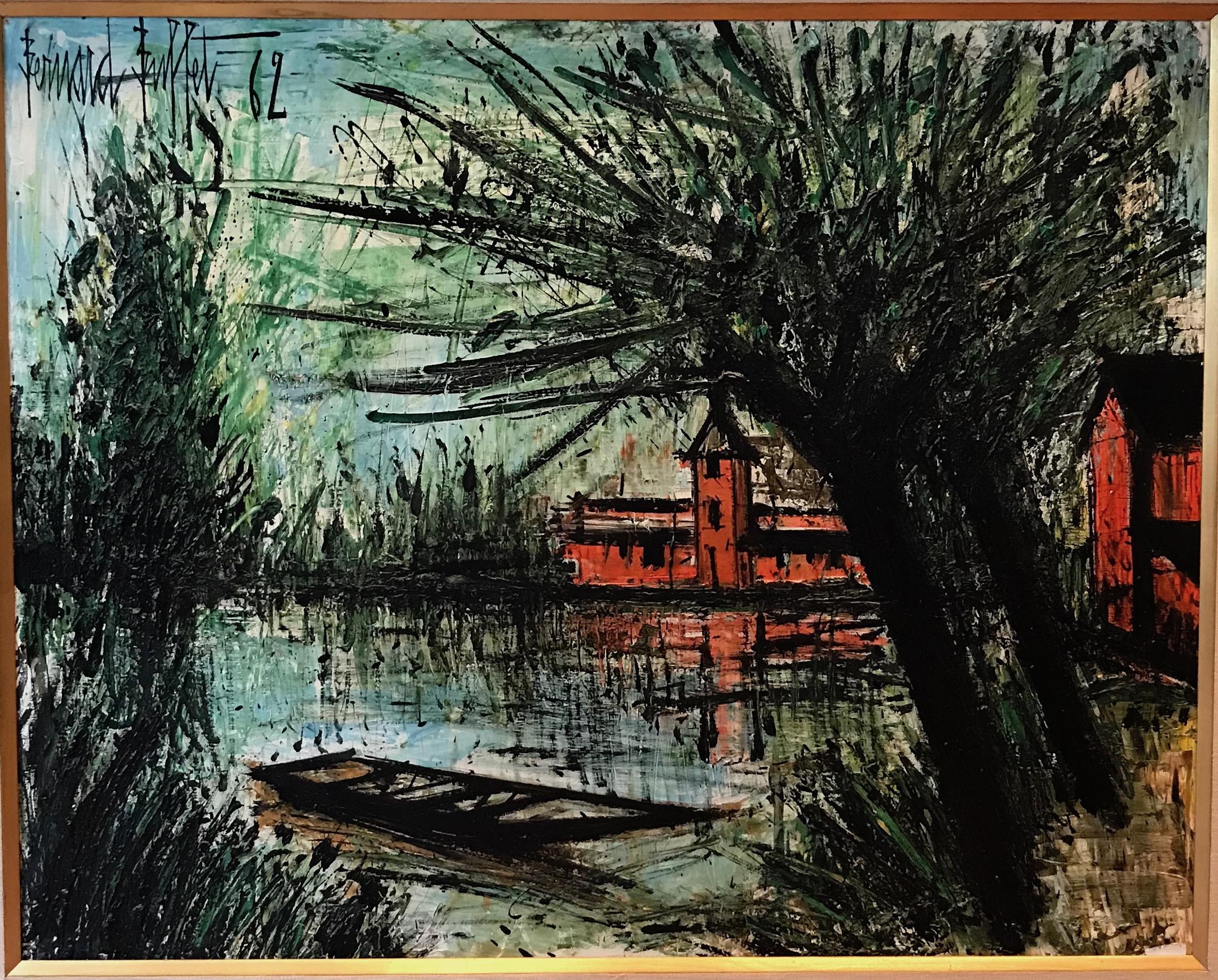 Bernard Buffet
1928–1999.
Etang-La-Ville
Signed Bernard Buffet and dated 62 (upper left)
Oil on canvas
Measures: 73.5 by 92cm., 29 by 36 1/4 in.
Painted in 1962.