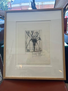 Acquaforte di Bernard Buffet: Natura morta con fiori in vaso