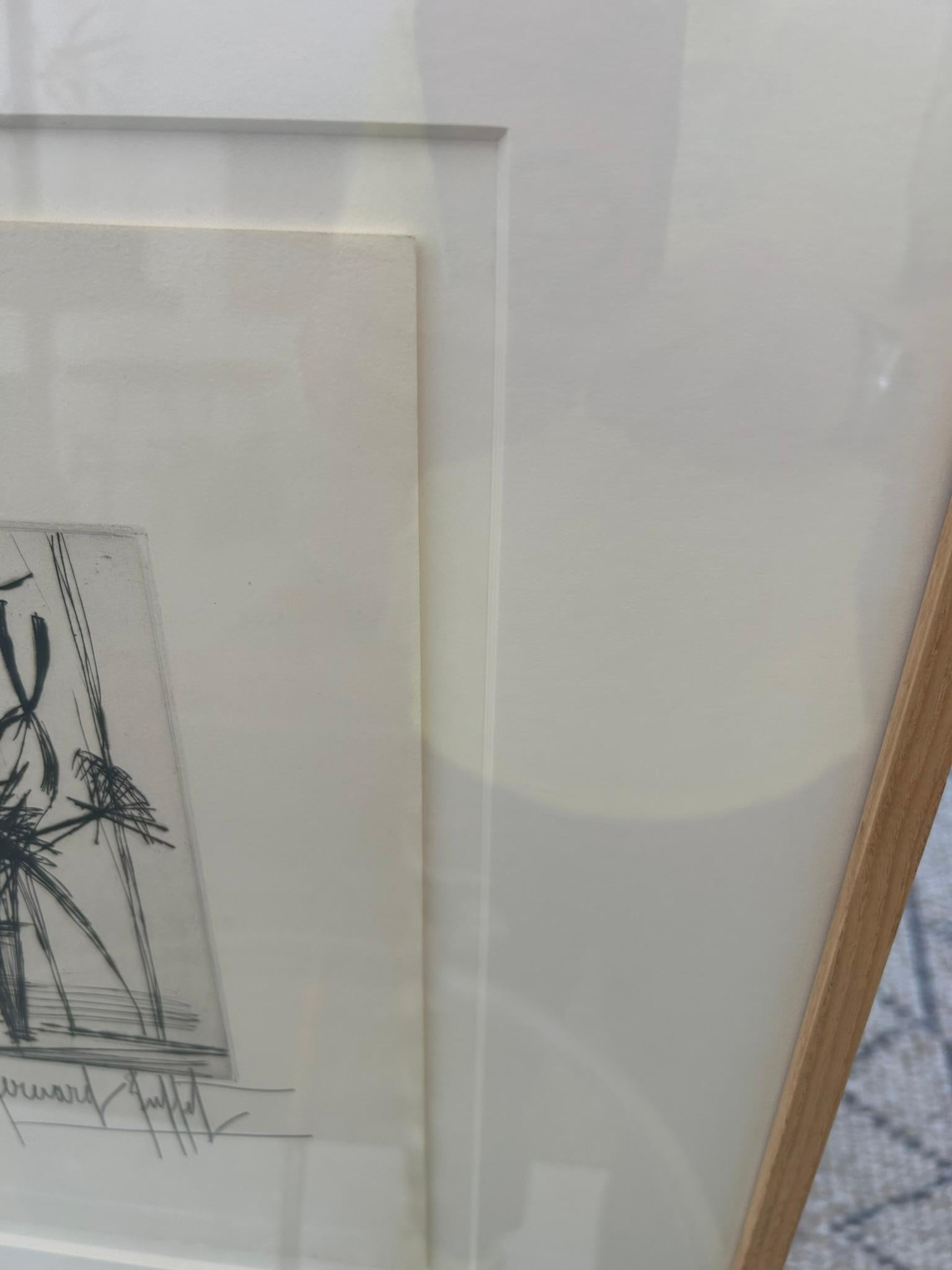 20th Century Bernard Buffet Etching: Still Life With Flowers in Vase For Sale