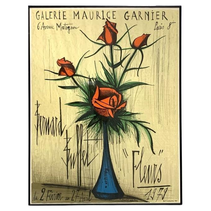 Bernard Buffet (Fr., 1928-1999) 1979 Farblithographie Ausstellungsplakat "Fleurs" im Angebot