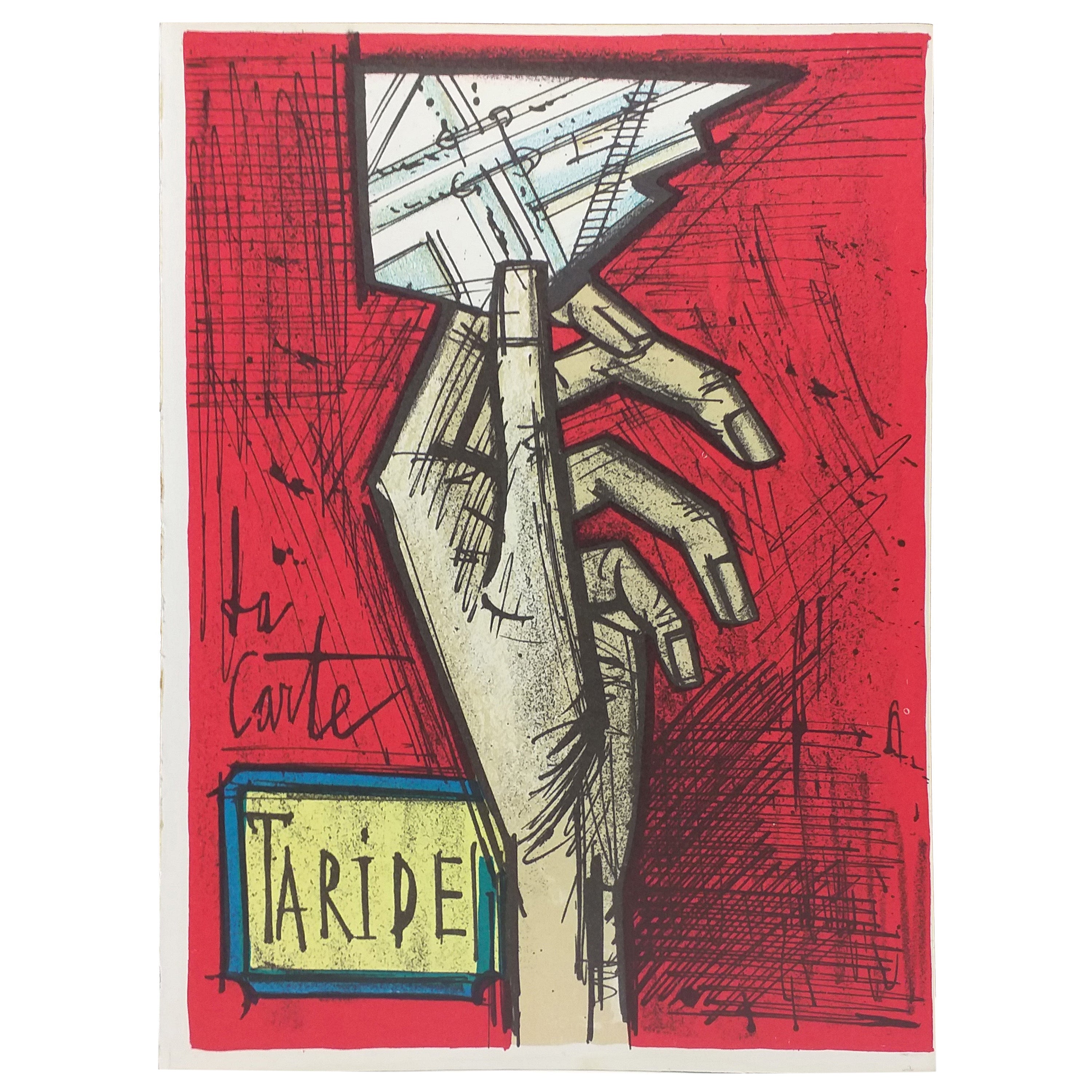 Bernard Buffet "LA CARTE " TARIDE "" FANTOMAS Series, Lithography Mourlot For Sale