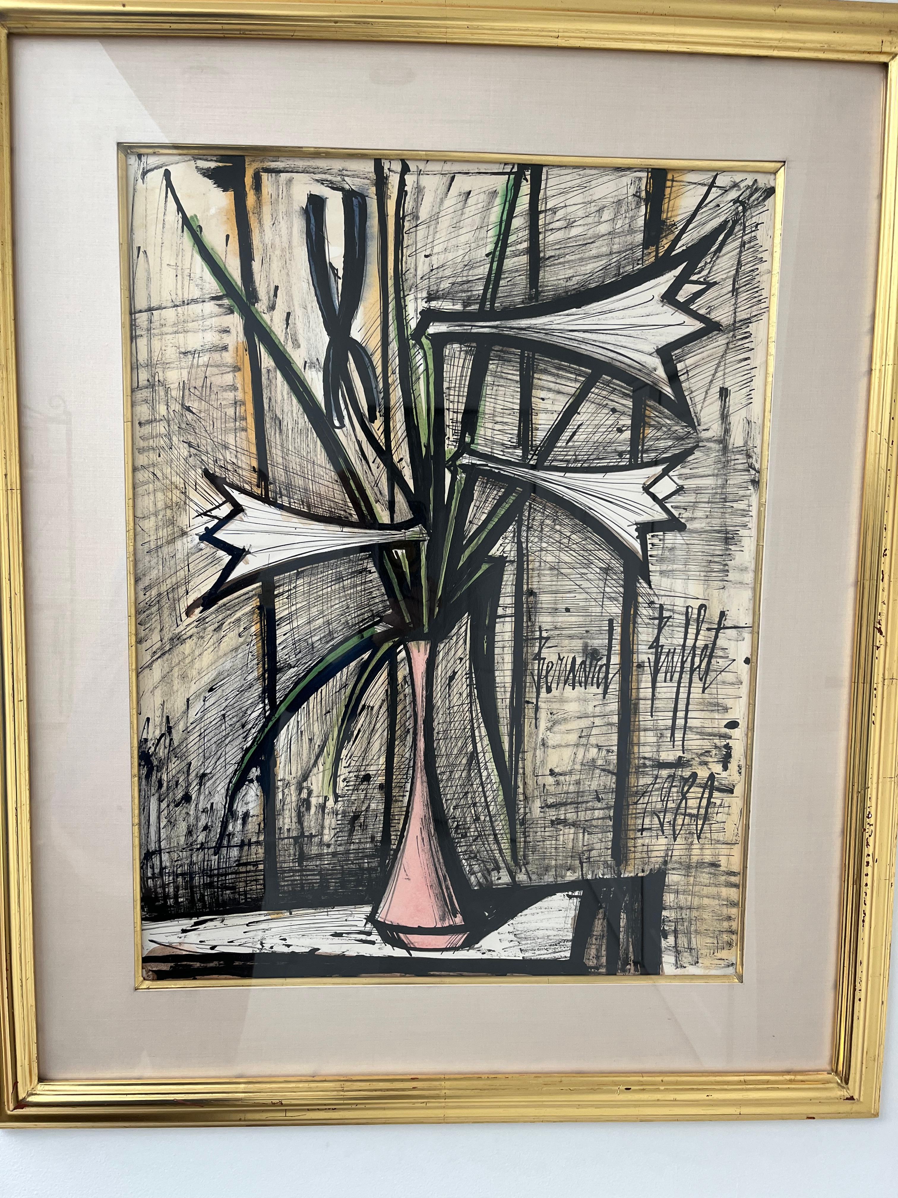 Bouquet of Lilies - Mixed Media Art by Bernard Buffet