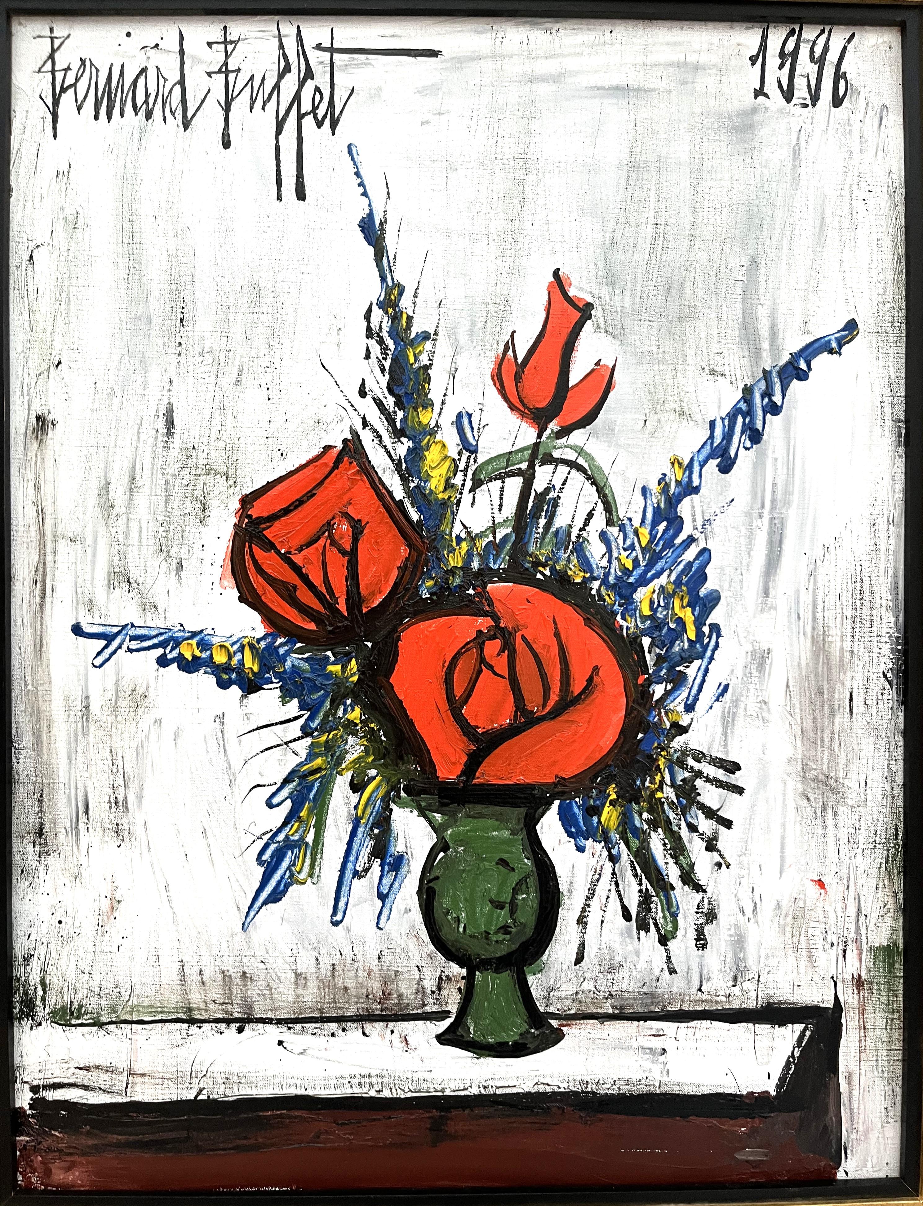 Blumenstrauß mit Rosen (Expressionismus), Painting, von Bernard Buffet
