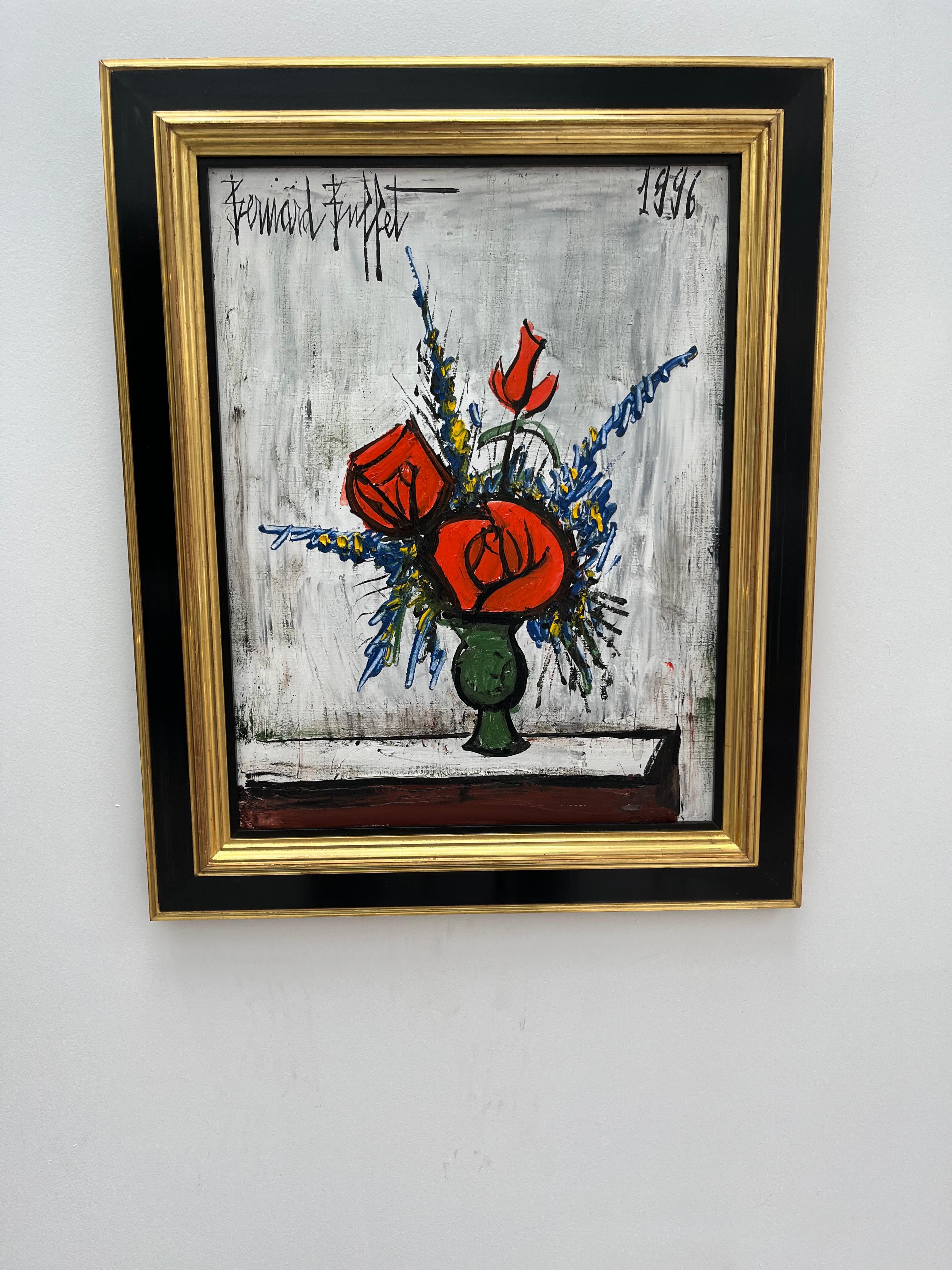 Blumenstrauß mit Rosen – Painting von Bernard Buffet