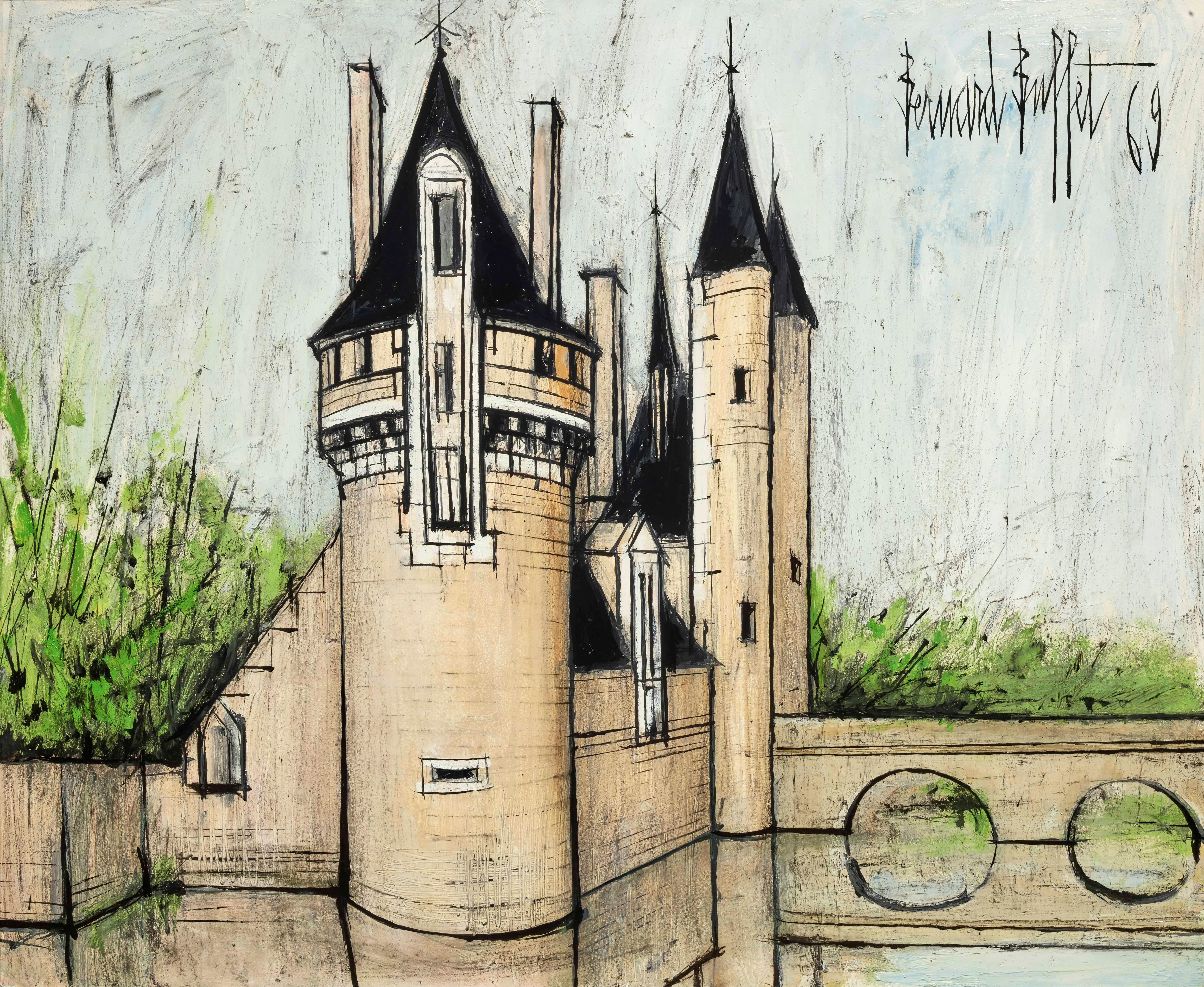 Bernard Buffet Figurative Painting - Chateau du Moulin de Lassay