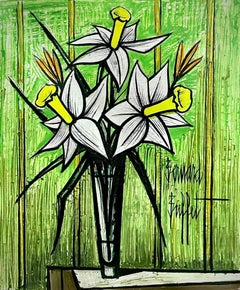 Colorful oil on canvas flowers painting Bernard Buffet 