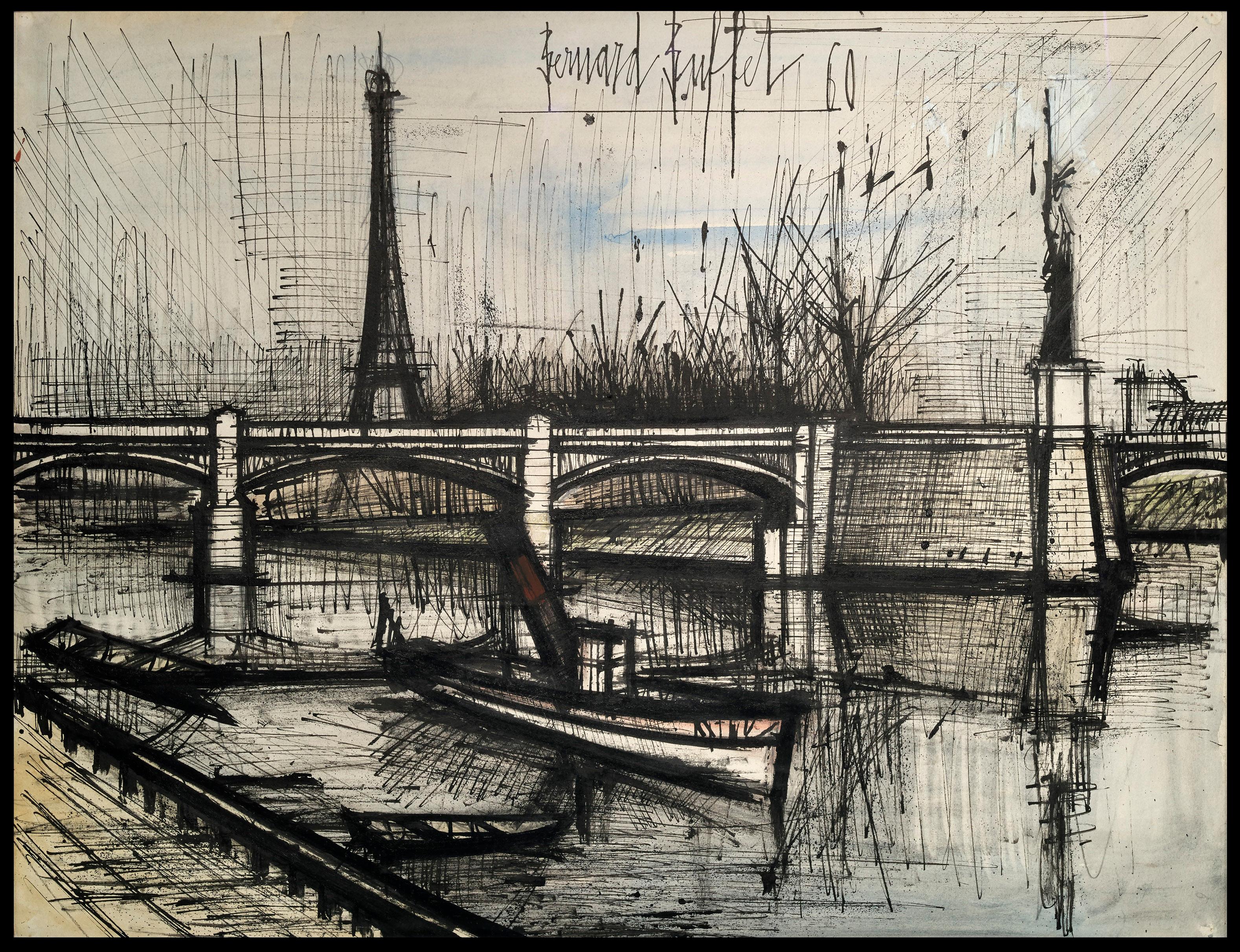 La Tour Eiffel et le Pont de Grenelle - Painting by Bernard Buffet