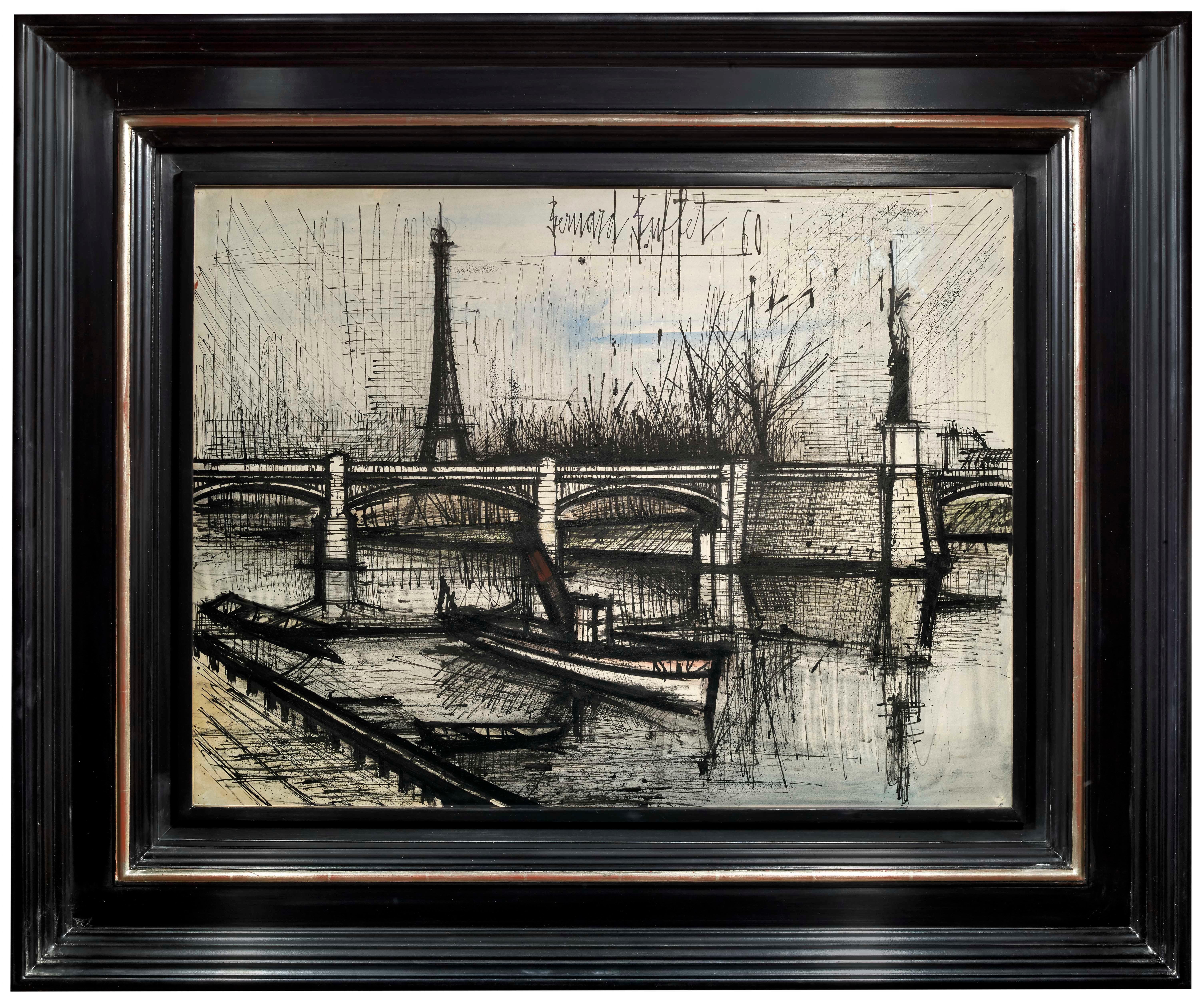 Bernard Buffet Landscape Painting - La Tour Eiffel et le Pont de Grenelle