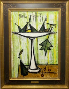 Oil on canvas Painting by Bernard Buffet titled compotier aux fruits, 1958