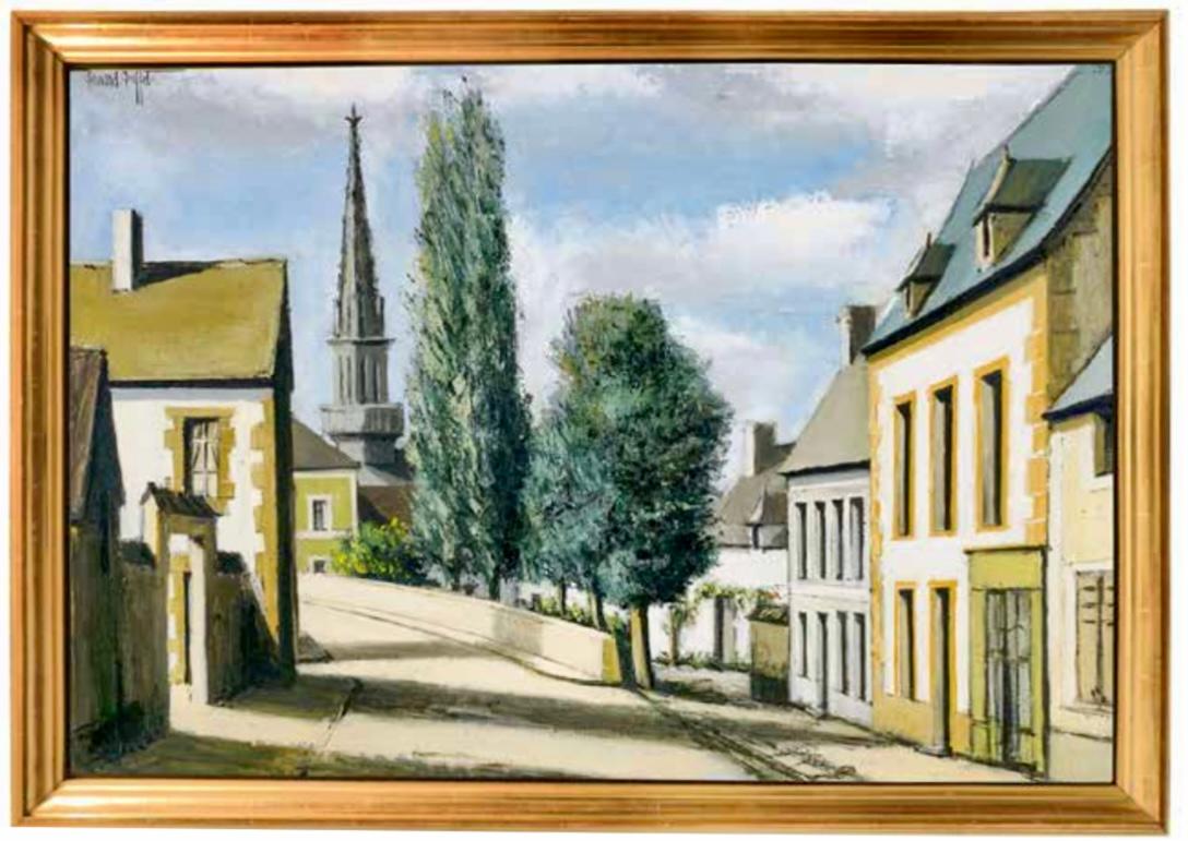 Treboul, le clocher et le rue Vieille (Finistère) - Painting by Bernard Buffet