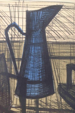Bernard Buffet. Pitcher and flat irons. Color lithograph on paper, 1960s