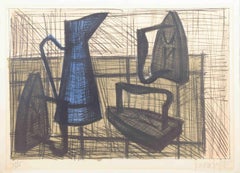 Bernard Buffet. Pitcher and flat irons. Color lithograph on paper, 1960s
