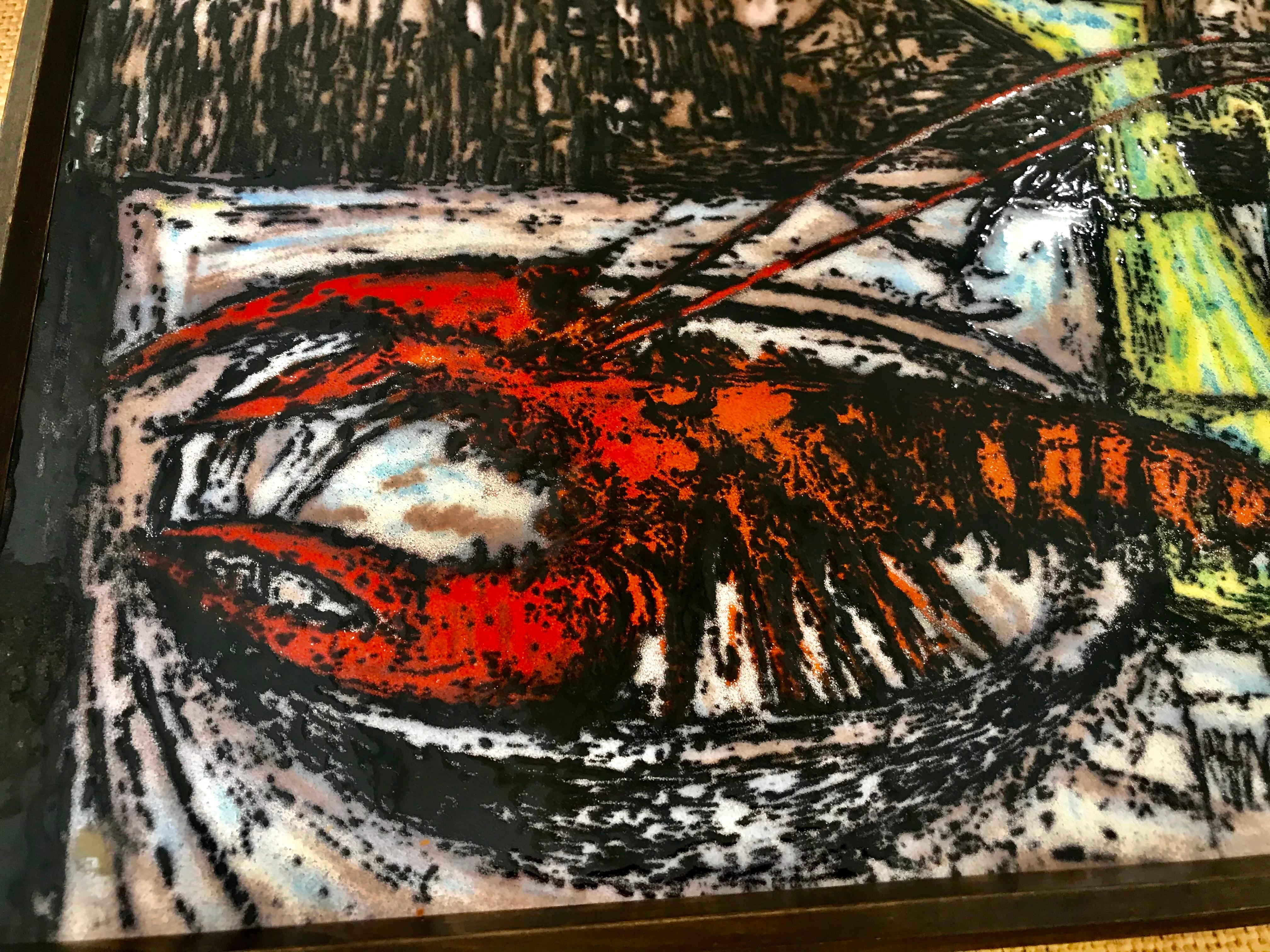 Bernard Buffet oil painting on glass, sign and date France 1970 In Good Condition In La xara, VC