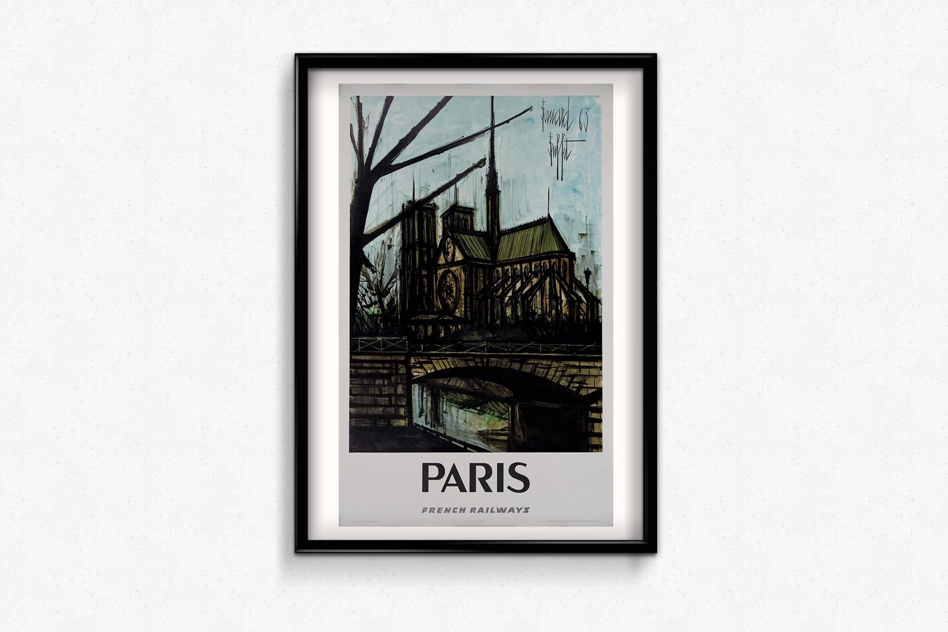 1967 Iconic travel poster for Paris by Bernard Buffet - Notre Dame de Paris For Sale 1