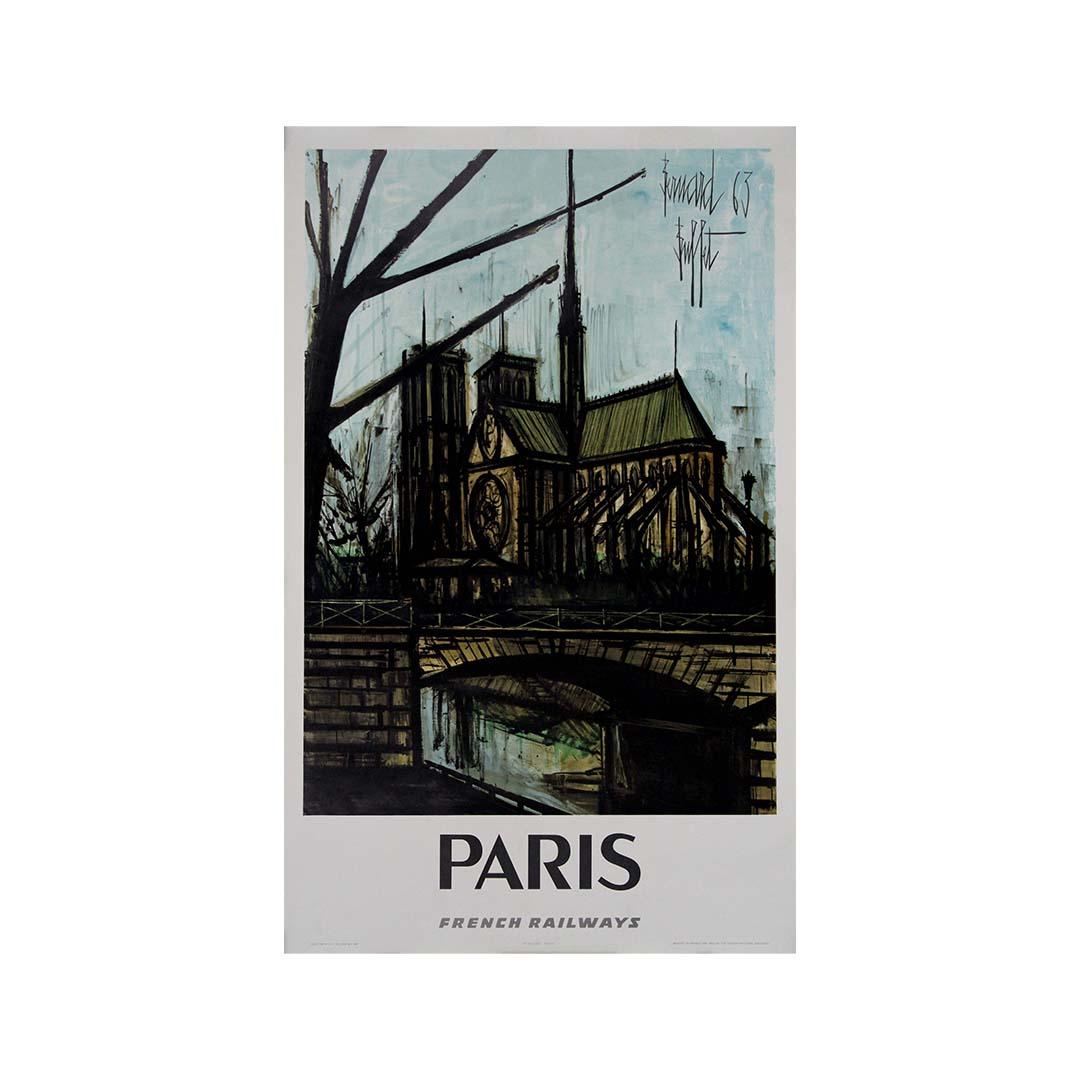 1967 Iconic travel poster for Paris by Bernard Buffet - Notre Dame de Paris For Sale 3