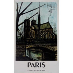 Vintage 1967 Iconic travel poster for Paris by Bernard Buffet - Notre Dame de Paris