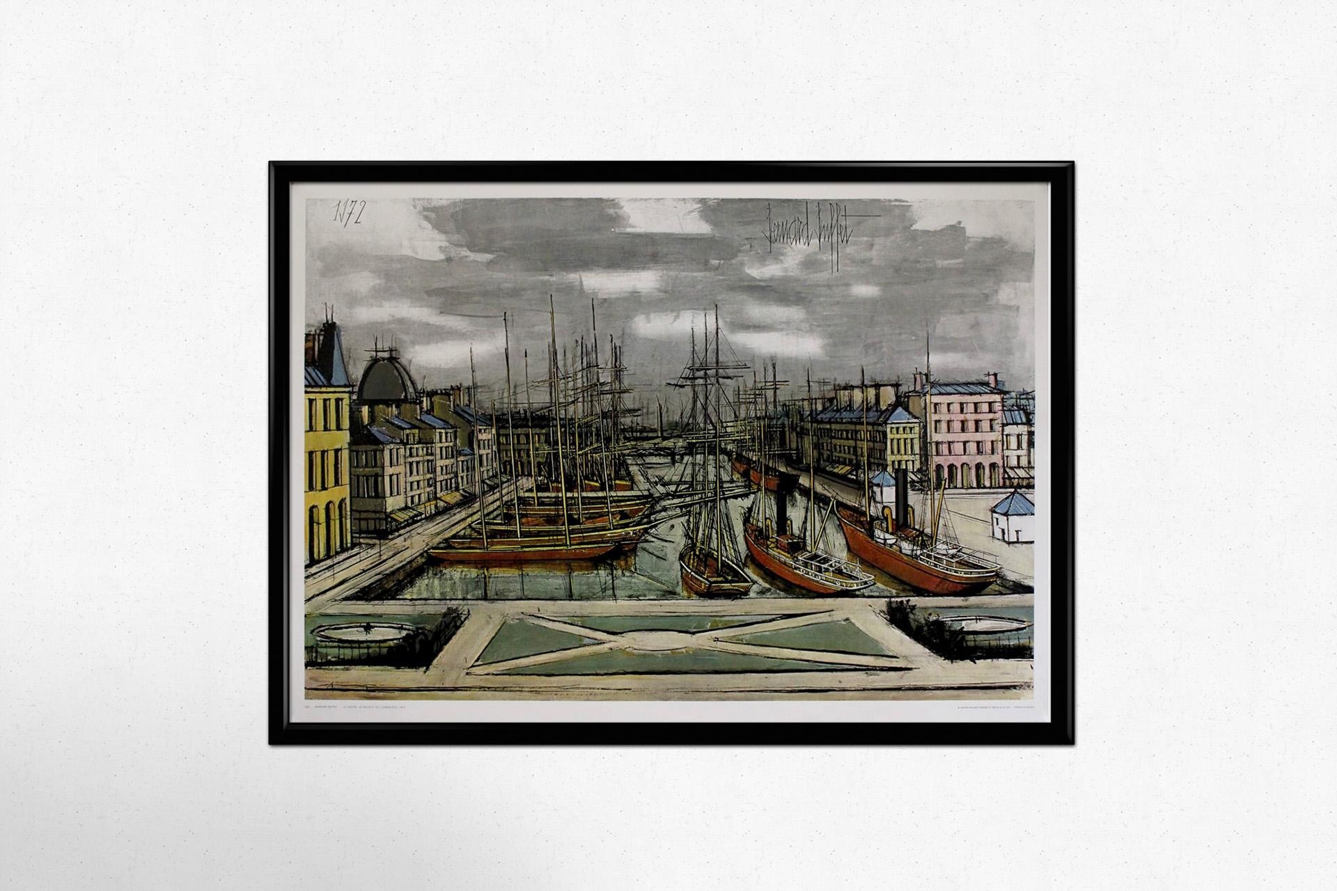 1973 Bernard Buffet's lithograph Brest Le Château et le Navire-École For Sale 1
