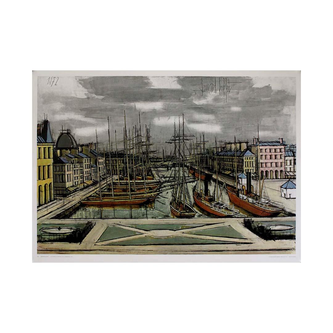 1973 Bernard Buffet's lithograph Brest Le Château et le Navire-École For Sale 3