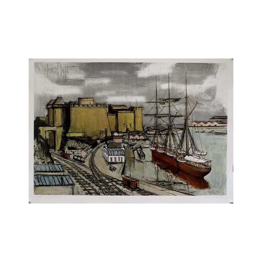 1973 Litografia di Bernard Buffet Le Havre Le bassin du commerce in vendita 3